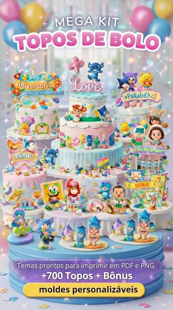 Mockup do Kit de Topos de Bolo